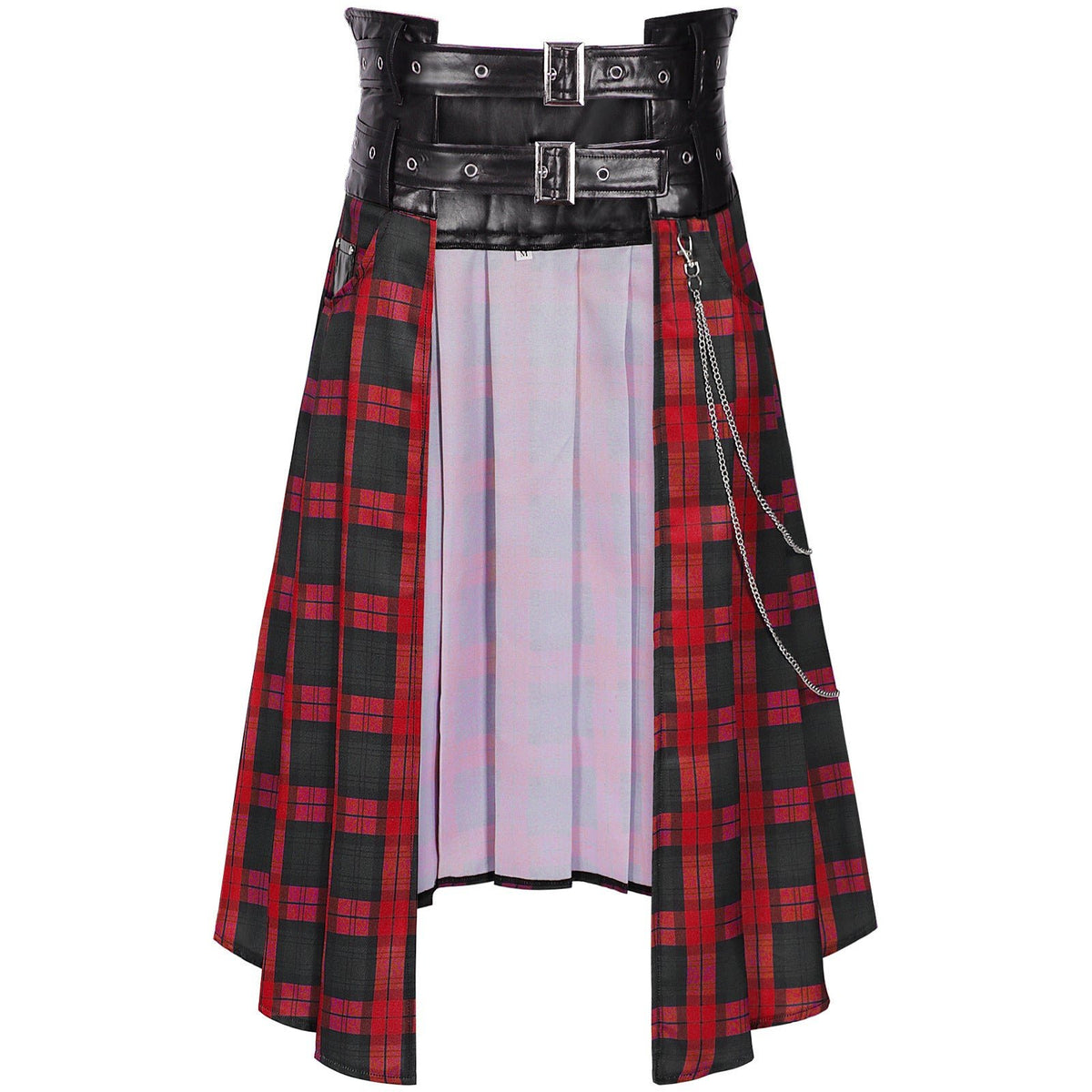 2025 Europe and America Original Medieval Dark Rock Gothic Plaid Skirt for Men - Ashes Plaid Skirt - Coscosmos