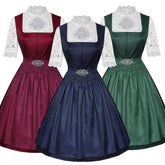 2025 European and American New Maid Dress Short - Sleeved Lace Apron Three - Piece Set - Coscosmos
