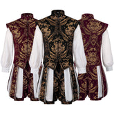 2025 New European and American Men's Suit Vest Medieval Gilded Formal Renaissance Vest Suit - Coscosmos