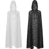 2025 Sexy Black Lace Cape Cloak for Halloween Bride Shawl Stage Performance Costume - Coscosmos