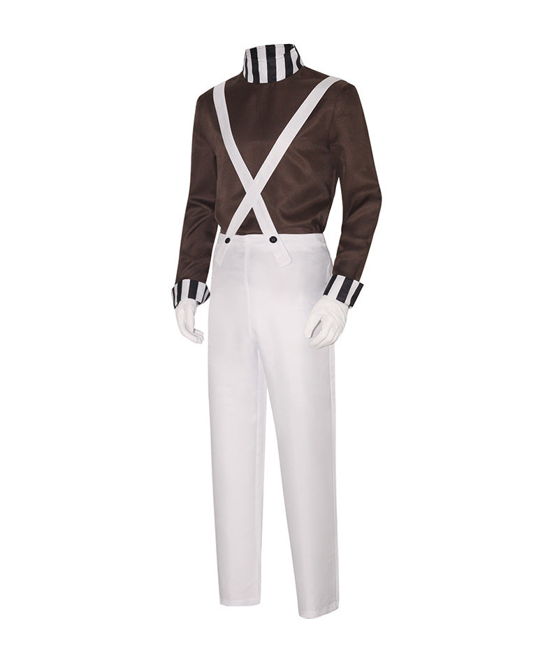 Charlie and the Chocolate Factory Cosplay Costume Chocolate Man Clown Series Halloween Performance Outfit for Men Charlie and the Chocolate Factory Cosplay Costume Chocolate Man Clown Series Halloween Performance Outfit for Men