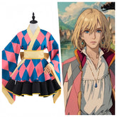 Demon Slayer Howl's Moving Castle Anime Women Pink Kimono Lolita Dress with Bow