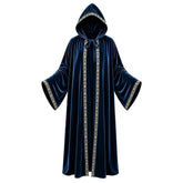 Medieval Renaissance Embroidered Hooded Wizard Robe Cloak Custom Cosplay Costume
