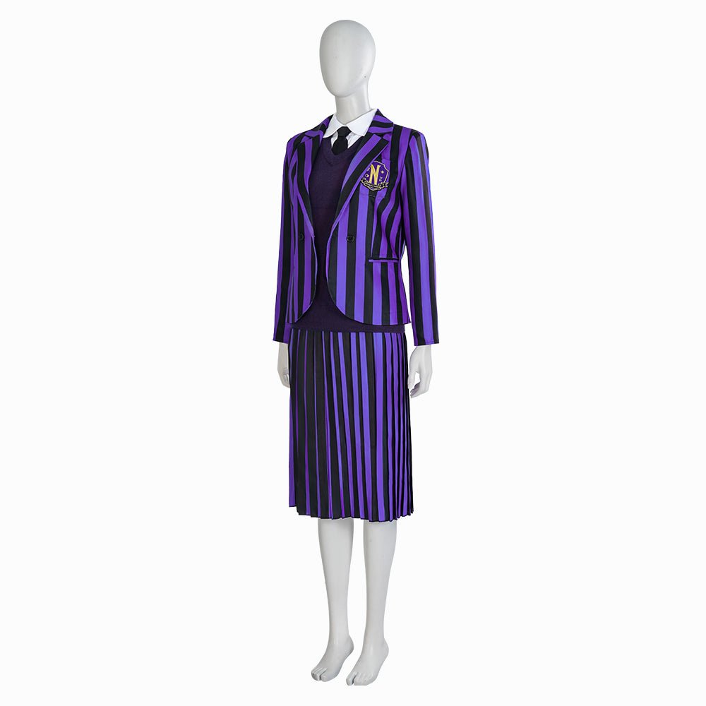 Addams Cosplay Costume Same Style Costumes Full Set School Uniform Customized Anime Rave Halloween Cos - Coscosmos Addams Cosplay Costume Same Style Costumes Full Set School Uniform Customized Anime Rave Halloween Cos - Coscosmos