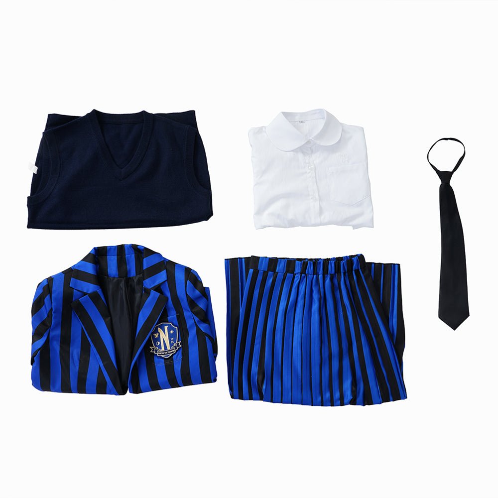 Addams Cosplay Costume Same Style Costumes Full Set School Uniform Customized Anime Rave Halloween Cos - Coscosmos Addams Cosplay Costume Same Style Costumes Full Set School Uniform Customized Anime Rave Halloween Cos - Coscosmos