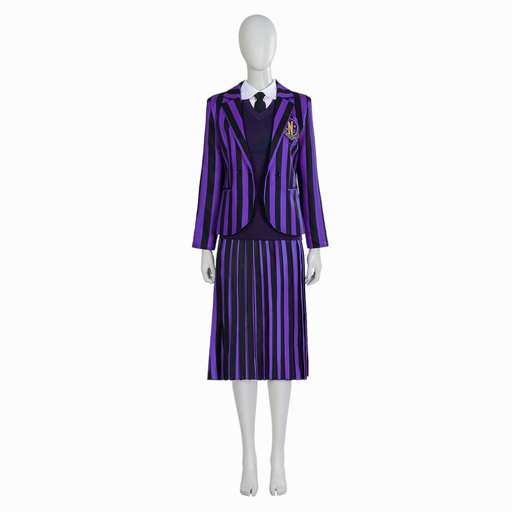 Addams Cosplay Costume Same Style Costumes Full Set School Uniform Customized Anime Rave Halloween Cos - Coscosmos Addams Cosplay Costume Same Style Costumes Full Set School Uniform Customized Anime Rave Halloween Cos - Coscosmos