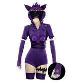 Adorable Anime Pokémon Gengar Purple Plush Cosplay Jumpsuit for Women - Coscosmos