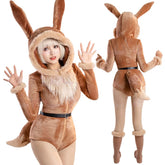 Adorable Eevee Cosplay Pajama, Cute Pokemon Plush Costume for Girls - Coscosmos