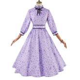 Beishui Trading Co. - Fern Cosplay Costume Purple Floral Print Lolita Princess Dress Anime Role - Playing Outfit - Coscosmos