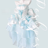 Blue Dream Lace Dress - Off - Shoulder Feather Sequin Mini Gown for Performance, Birthday, Party & Stage Wear - Coscosmos