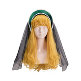 Blue Tudor Hat with Black Veil Cape Cosplay Costume – Elegant Historical Renaissance Headwear for Reenactments & Themed Events - Coscosmos