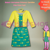 BoJack Horseman Princess Caroline Fish Print Suit Skirt Set - TV Series Character Outfit - Coscosmos