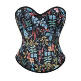 Boneless Bustier Corset Vintage Floral Print French Retro Leaf - Print Vest for Women - Coscosmos