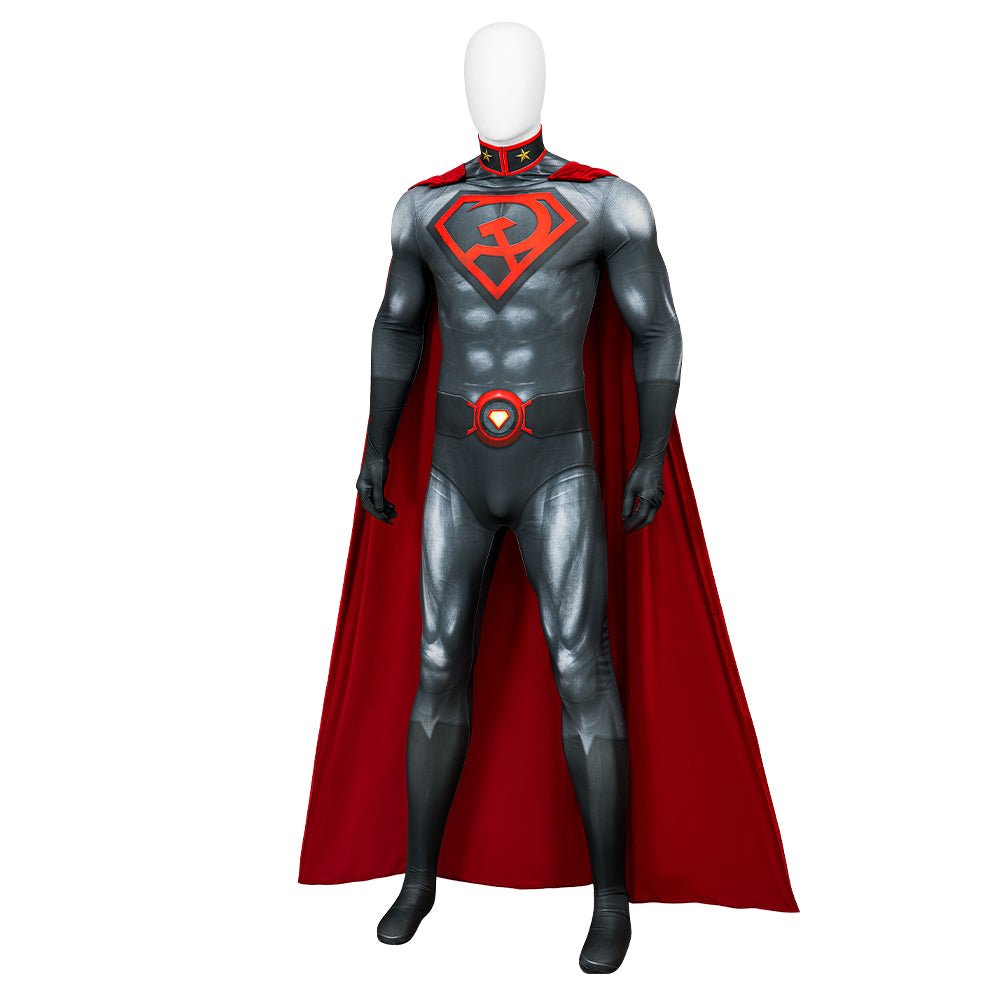 Comic Superman Red Son Superman Halloween Cosplay Costume Bodysuit Full Set - Coscosmos Comic Superman Red Son Superman Halloween Cosplay Costume Bodysuit Full Set - Coscosmos
