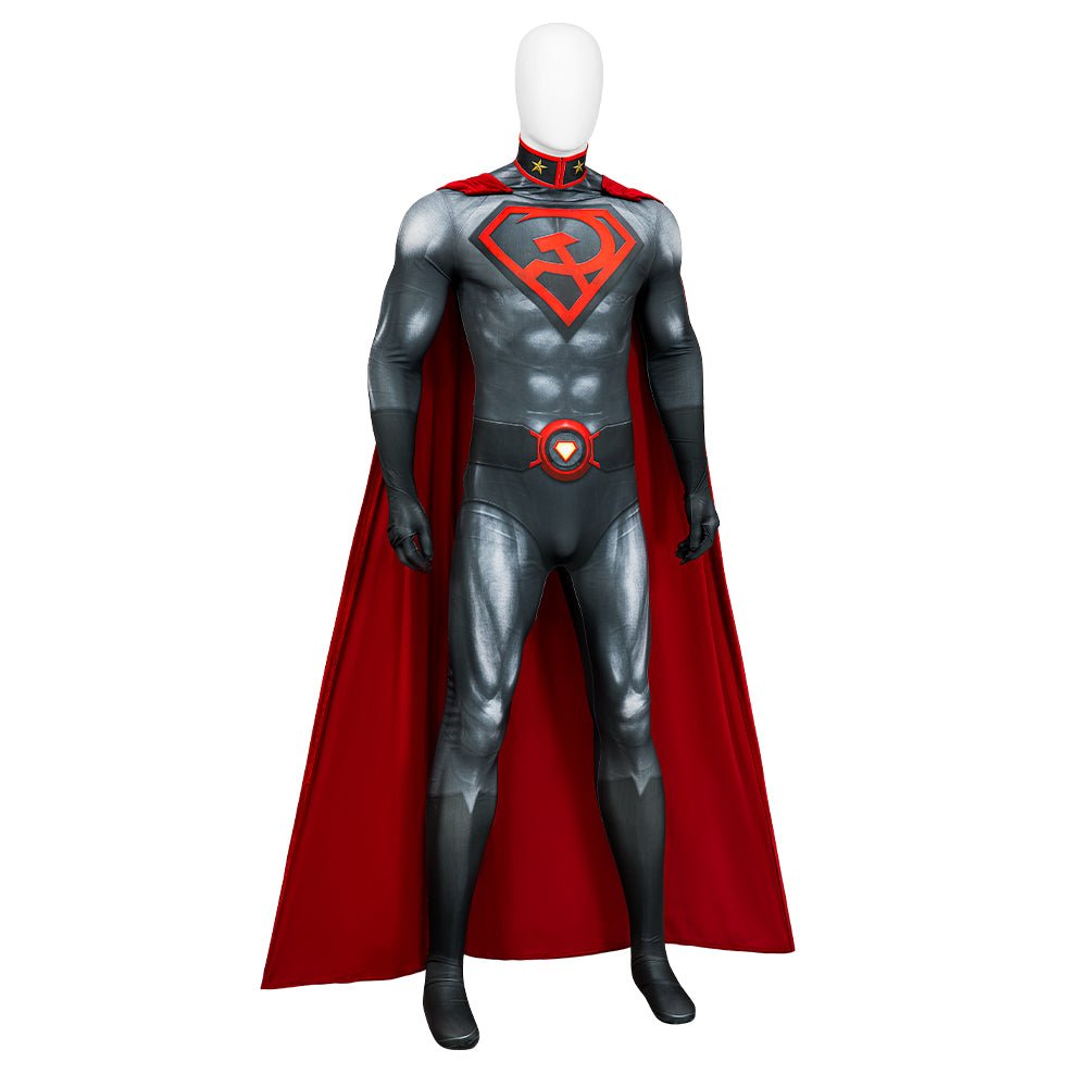 Comic Superman Red Son Superman Halloween Cosplay Costume Bodysuit Full Set - Coscosmos Comic Superman Red Son Superman Halloween Cosplay Costume Bodysuit Full Set - Coscosmos