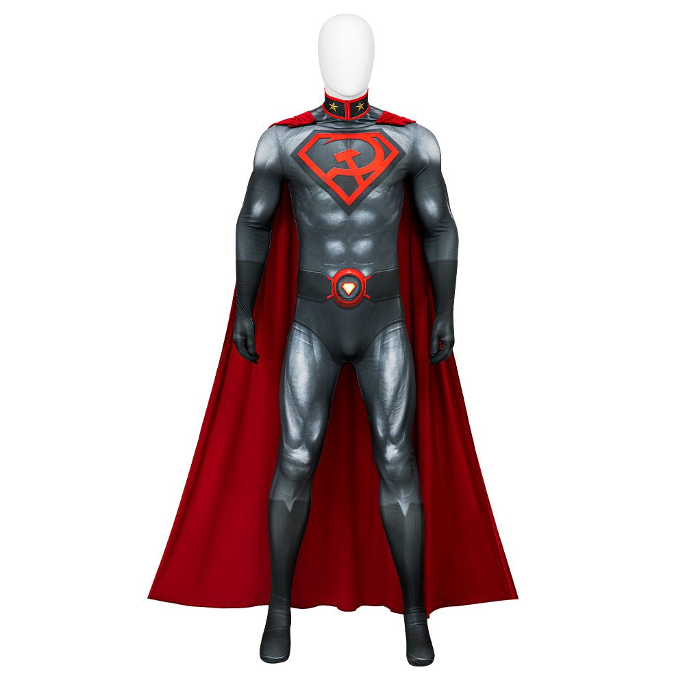 Comic Superman Red Son Superman Halloween Cosplay Costume Bodysuit Full Set - Coscosmos Comic Superman Red Son Superman Halloween Cosplay Costume Bodysuit Full Set - Coscosmos