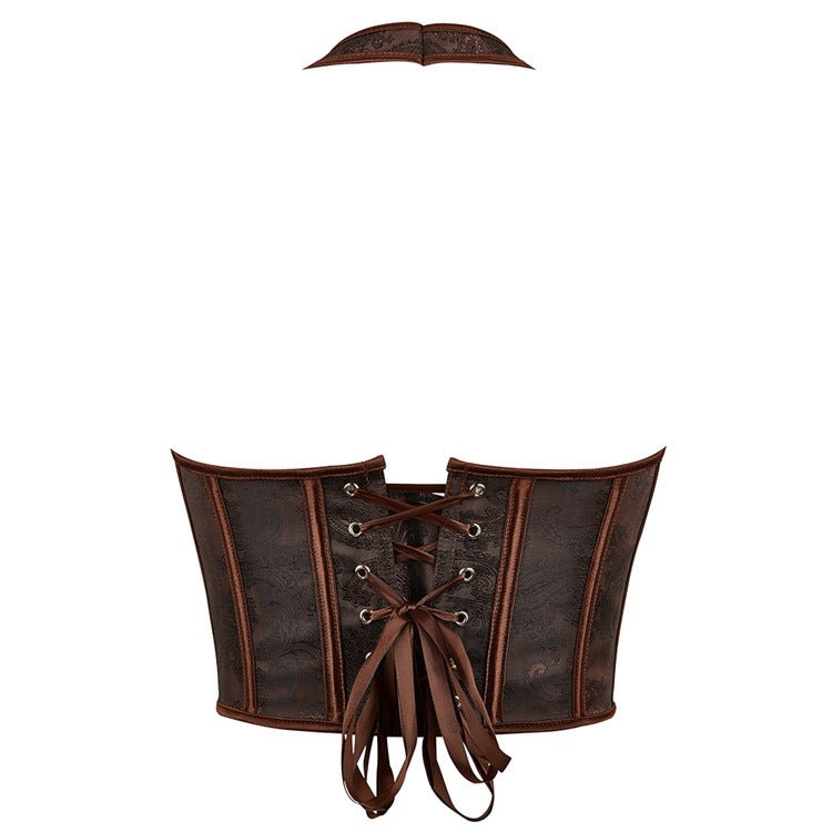 Dark Brown Halter - Style Women's Bustier Corset for Waist - Cinching and Push - Up - Coscosmos Dark Brown Halter - Style Women's Bustier Corset for Waist - Cinching and Push - Up - Coscosmos