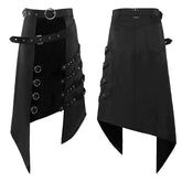 Dark Rock Punk Steam Goth As Asymmetrical Circle Skirt for Women - Edgy Gothic Midi Skirt with Metal Rings - Coscosmos
