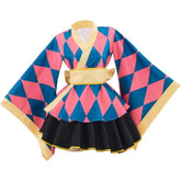 Demon Slayer Howl's Moving Castle Anime Women Pink Kimono Lolita Dress with Bow - Coscosmos