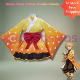 Demon Slayer: Zenitsu Yellow Triangle Haori - Officially Licensed Cosplay Kimono Robe - Coscosmos