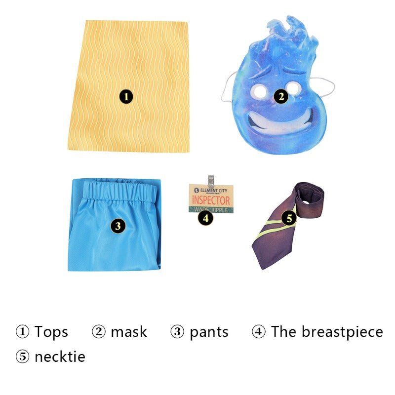 Disney Elemental Wade Ripple Cosplay Costume Halloween Outfit - Coscosmos Disney Elemental Wade Ripple Cosplay Costume Halloween Outfit - Coscosmos