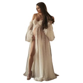 Elegant Maternity Wedding Dress for Pregnancy Photos - Pure Color Fairy Gown for Expecting Mothers - Coscosmos