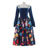 Elegant vintage - inspired dress featuring square neckline, delicate lace trim, and flowing maxi skirt perfect for spring celebrations. - Coscosmos