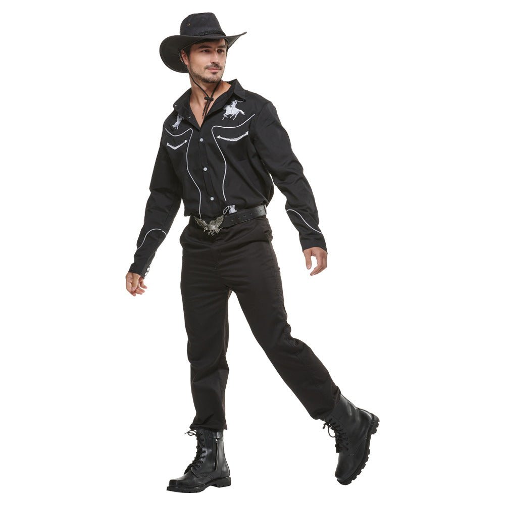 Factory Stock Western Cowboy Shirt Halloween Costume for Adult Drama and Bar Party - Coscosmos
