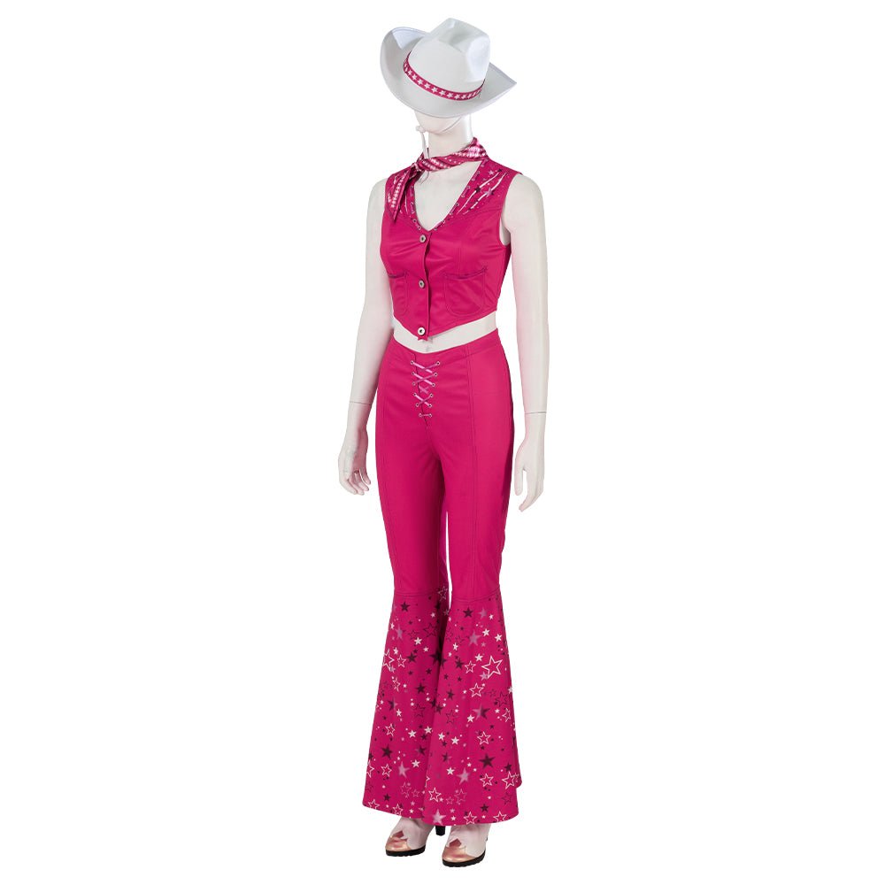 FAPUCO Barbie Cosplay Costume - 70s 80s Hippie Disco Pink Cowgirl Outfit for Movie Stage Party - Coscosmos FAPUCO Barbie Cosplay Costume - 70s 80s Hippie Disco Pink Cowgirl Outfit for Movie Stage Party - Coscosmos