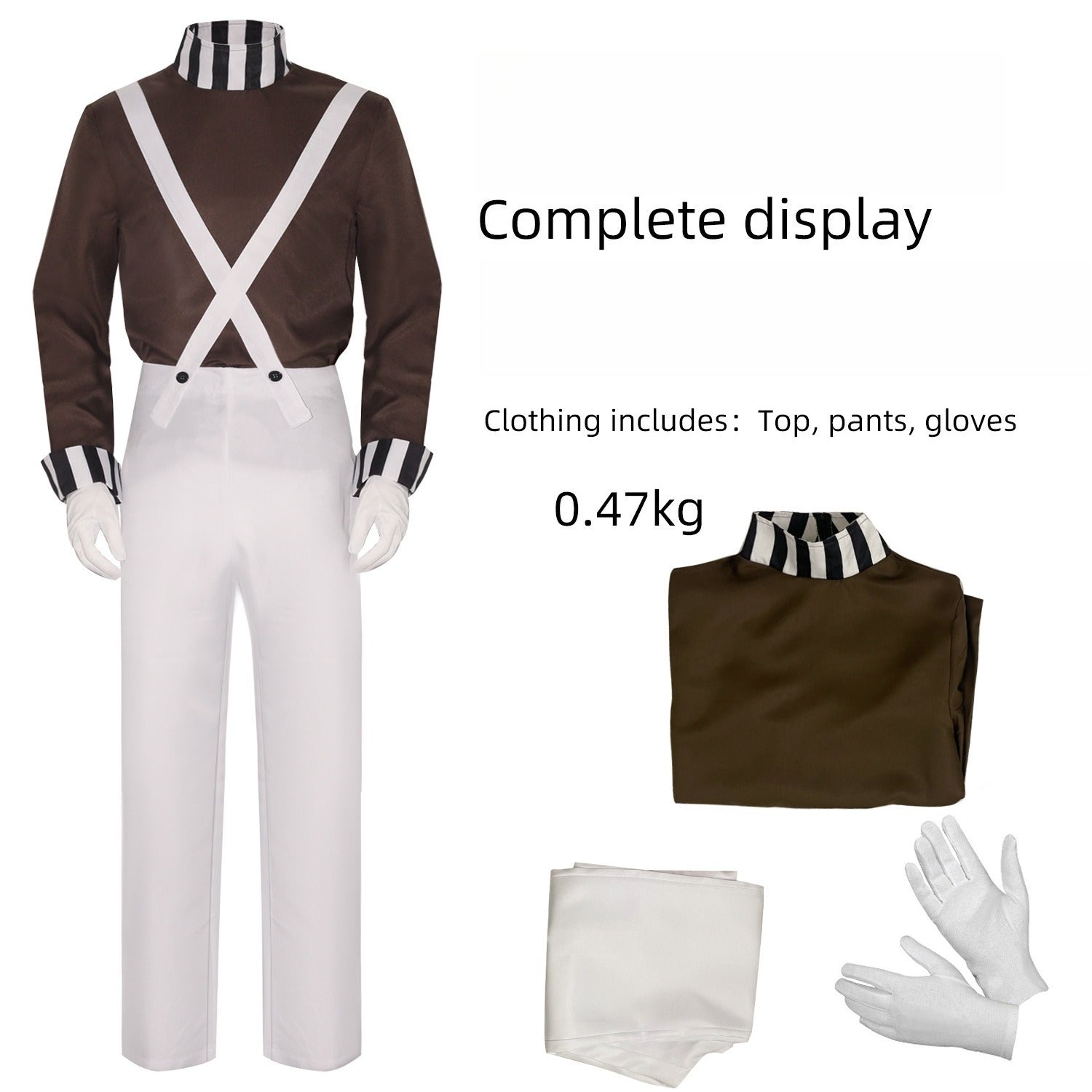 Charlie and the Chocolate Factory Cosplay Costume Chocolate Man Clown Series Halloween Performance Outfit for Men Charlie and the Chocolate Factory Cosplay Costume Chocolate Man Clown Series Halloween Performance Outfit for Men