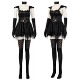Female Miss Scissorhands Cosplay Outfit with Black Mini Skirt & Stockings from Edward Scissorhands Movie - Coscosmos
