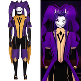 Freak Circus Jester Full Cosplay Costume Halloween Pierrot Harlequin Outfit for Otome Game Fans - Coscosmos