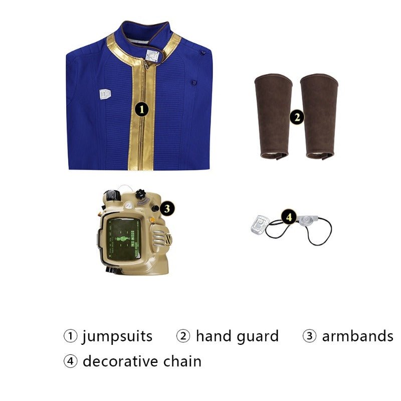 Game Fallout Vault 75 Cosplay Costume Jumpsuit with Armor Accessories for Halloween - Coscosmos Game Fallout Vault 75 Cosplay Costume Jumpsuit with Armor Accessories for Halloween - Coscosmos