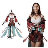 Genshin Impact Alice Full Character Outfit Set Cosplay Costume with Accessories - Coscosmos