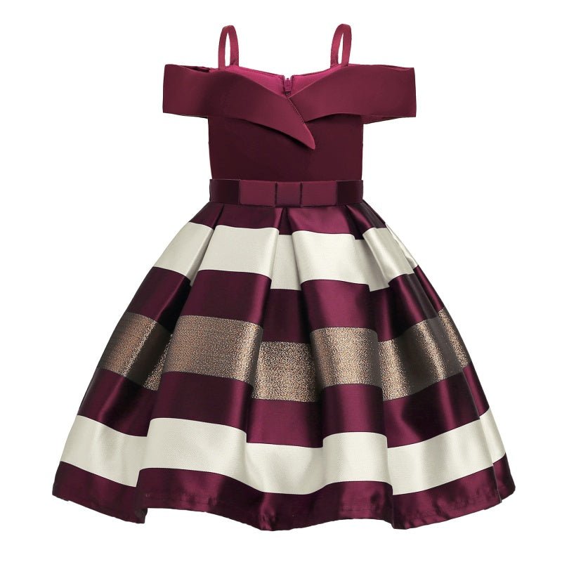 Girls Summer Sleeveless Off Shoulder Stripe Dress Princess Birthday Party Costume - Pink Stripe - Coscosmos Girls Summer Sleeveless Off Shoulder Stripe Dress Princess Birthday Party Costume - Pink Stripe - Coscosmos