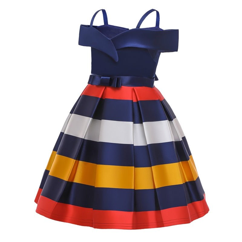 Girls Summer Sleeveless Off Shoulder Stripe Dress Princess Birthday Party Costume - Pink Stripe - Coscosmos Girls Summer Sleeveless Off Shoulder Stripe Dress Princess Birthday Party Costume - Pink Stripe - Coscosmos