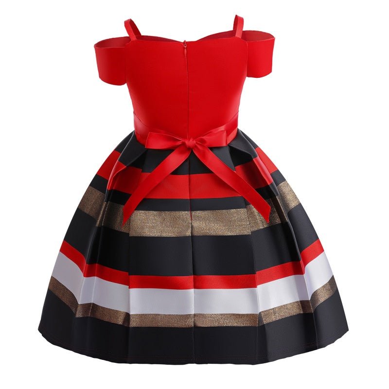 Girls Summer Sleeveless Off Shoulder Stripe Dress Princess Birthday Party Costume - Pink Stripe - Coscosmos Girls Summer Sleeveless Off Shoulder Stripe Dress Princess Birthday Party Costume - Pink Stripe - Coscosmos