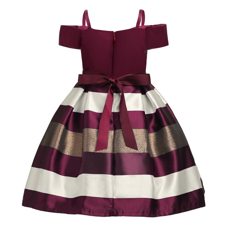 Girls Summer Sleeveless Off Shoulder Stripe Dress Princess Birthday Party Costume - Pink Stripe - Coscosmos Girls Summer Sleeveless Off Shoulder Stripe Dress Princess Birthday Party Costume - Pink Stripe - Coscosmos