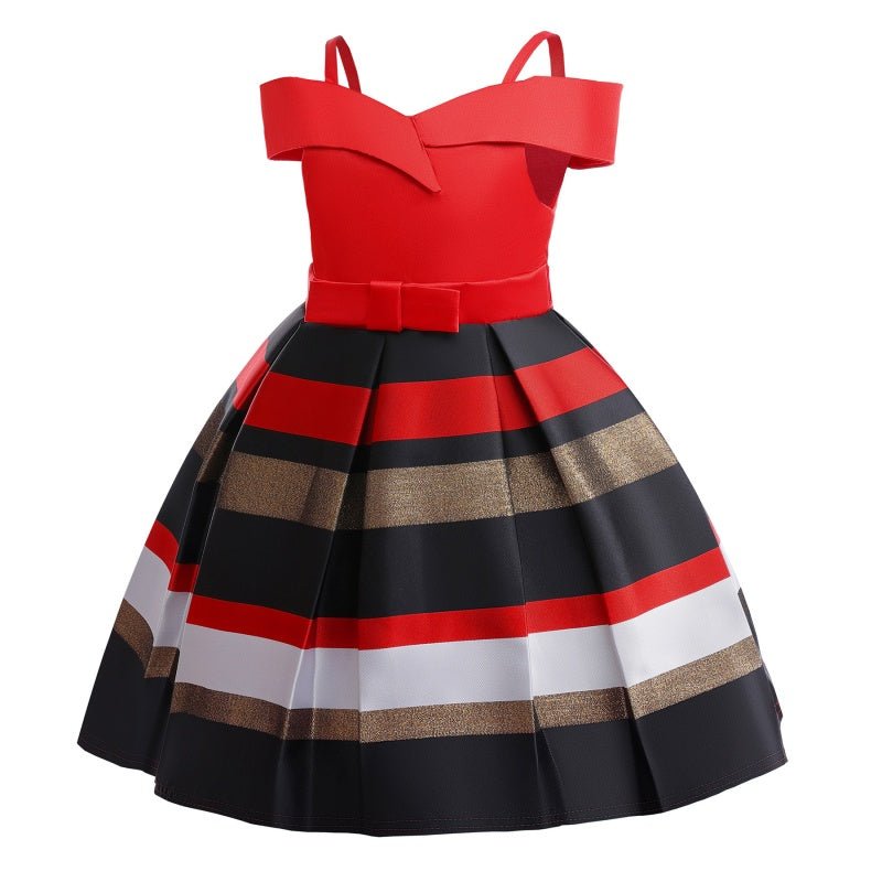 Girls Summer Sleeveless Off Shoulder Stripe Dress Princess Birthday Party Costume - Pink Stripe - Coscosmos Girls Summer Sleeveless Off Shoulder Stripe Dress Princess Birthday Party Costume - Pink Stripe - Coscosmos