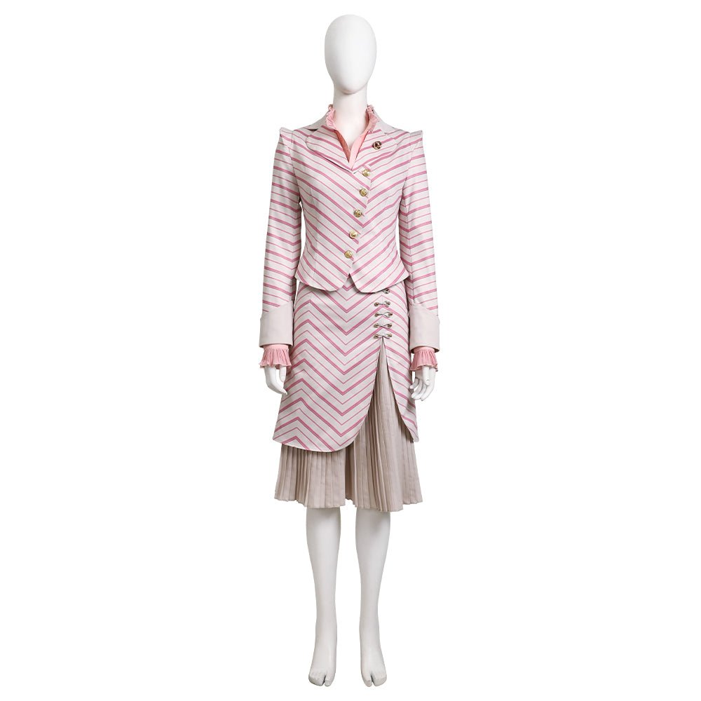 Glinda the Good Witch Costume from Wicked - Striped Outfit for Musical Performances - Coscosmos