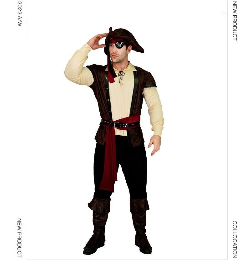 Halloween Adult Men's Leather Pirate Costume for Cosplay Role Play Party Stage Performance - Coscosmos Halloween Adult Men's Leather Pirate Costume for Cosplay Role Play Party Stage Performance - Coscosmos