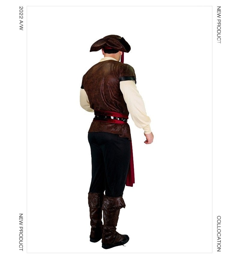 Halloween Adult Men's Leather Pirate Costume for Cosplay Role Play Party Stage Performance - Coscosmos Halloween Adult Men's Leather Pirate Costume for Cosplay Role Play Party Stage Performance - Coscosmos