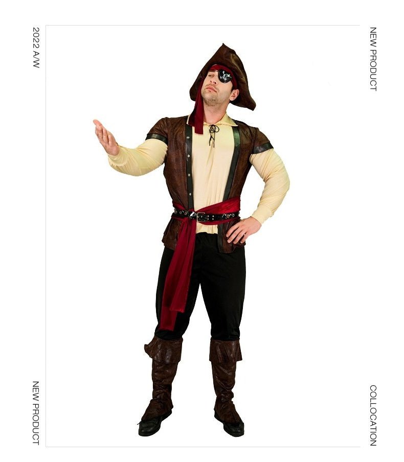 Halloween Adult Men's Leather Pirate Costume for Cosplay Role Play Party Stage Performance - Coscosmos Halloween Adult Men's Leather Pirate Costume for Cosplay Role Play Party Stage Performance - Coscosmos