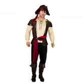 Halloween Adult Men's Leather Pirate Costume for Cosplay Role Play Party Stage Performance - Coscosmos