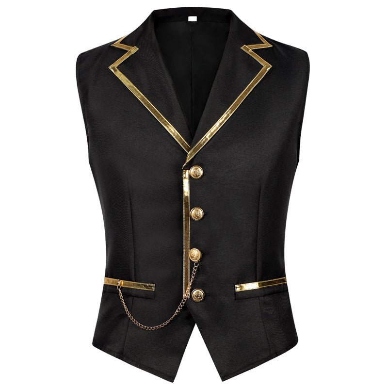 Halloween European and American Medieval Single - Breasted Vest Retro Men's Formal Dress Gold - Edged Vest - Coscosmos