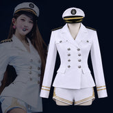 IVE Jang Wonyoung White Navy Sailor Uniform Cosplay Costume - Coscosmos
