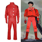 Kaneda Shotaro Akira Cosplay Costume - Red Capsule Embroidered Leather Men’s Biker Jacket - Coscosmos