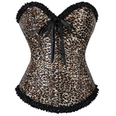Leopard Print with Lace Trim Women's Waist - Cinching Sexy Bustier Corset - Coscosmos