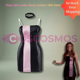Mean Girls Katie Heron Fuchsia Pink Sleeveless Fitted Leather Mini Skirt Set - Coscosmos