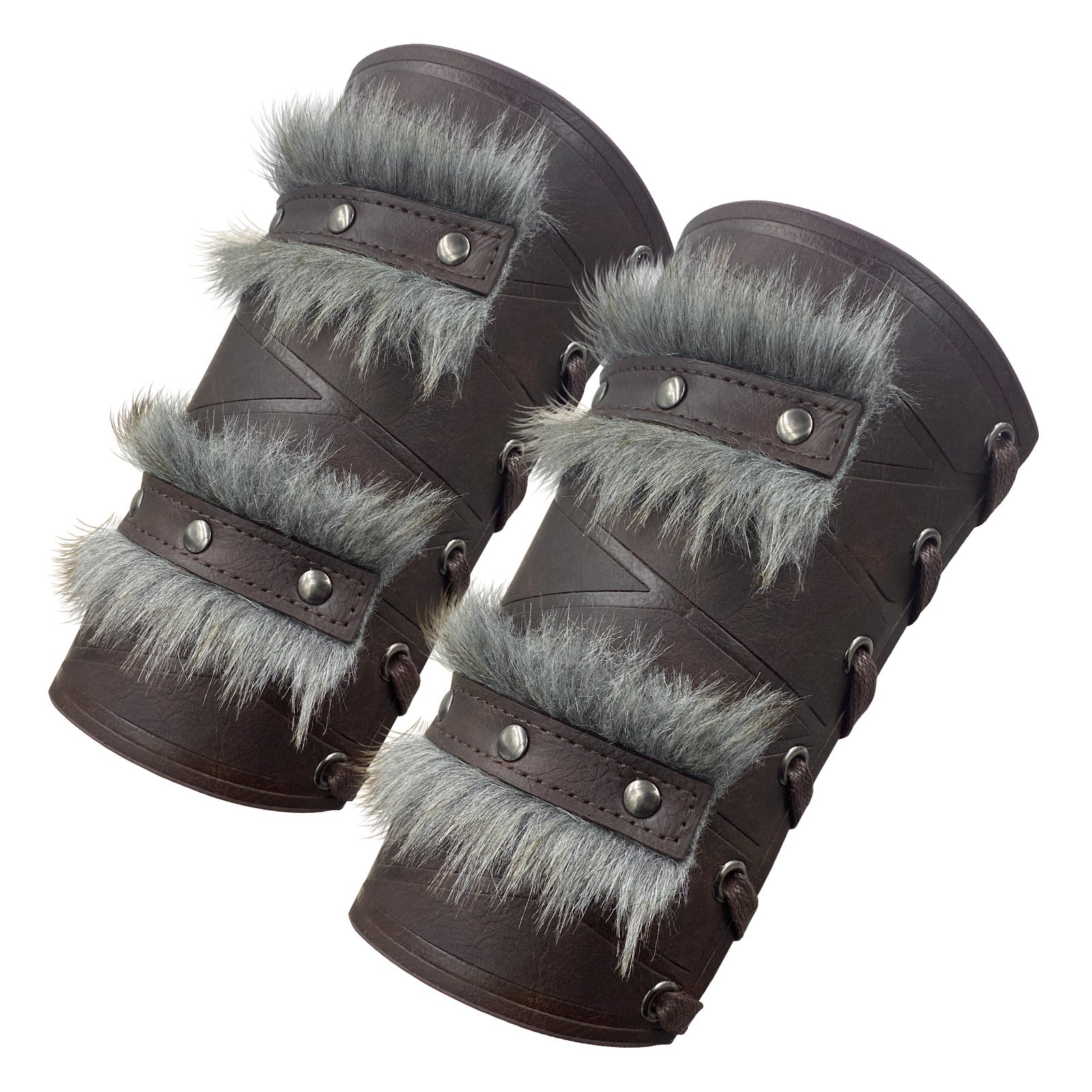 Medieval Double - Layered Fur Bracers Nordic Viking Style Cosplay Arm Guards - Coscosmos Medieval Double - Layered Fur Bracers Nordic Viking Style Cosplay Arm Guards - Coscosmos